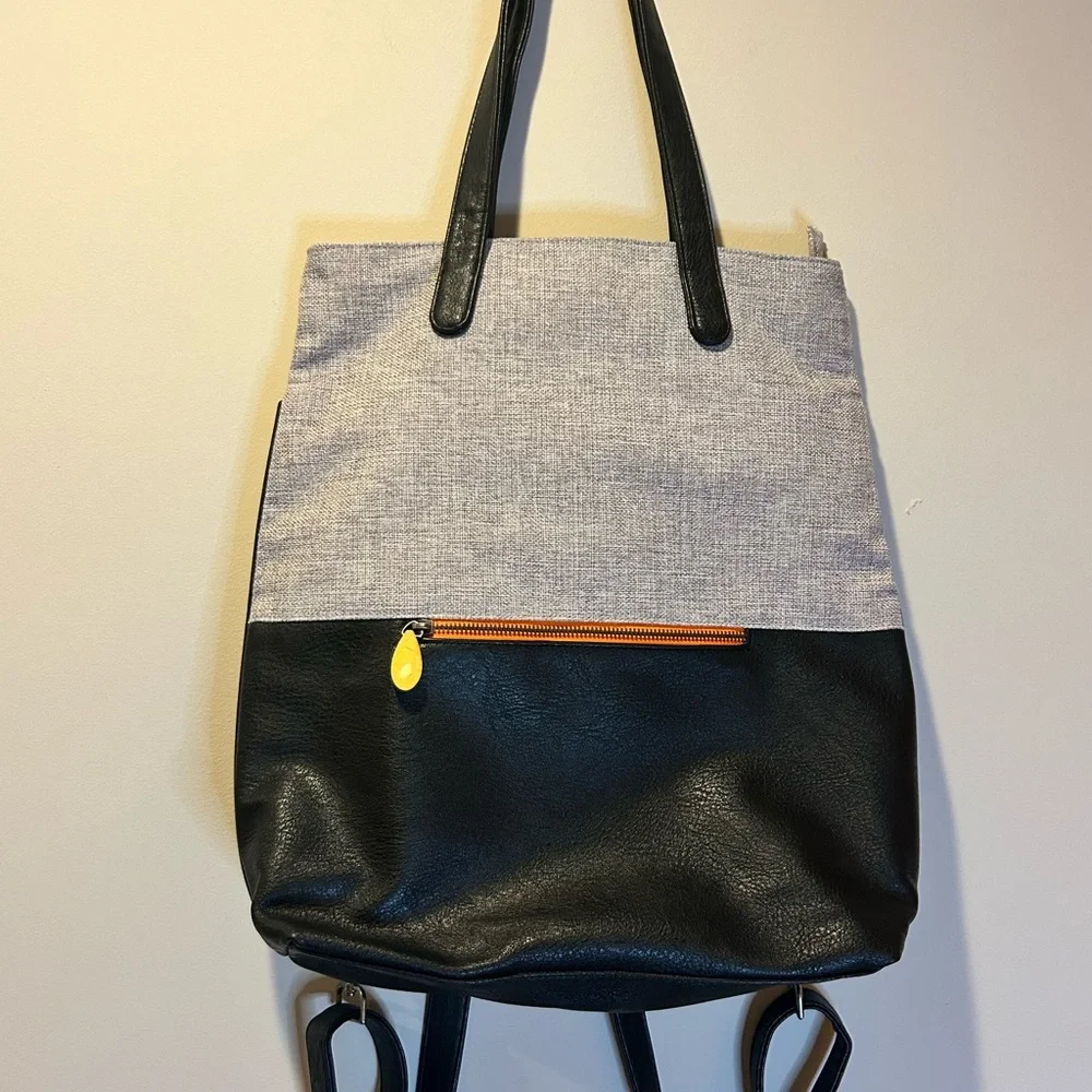 Convertible backpack laptop bag tote Stylish black gray‎ orange travel commute